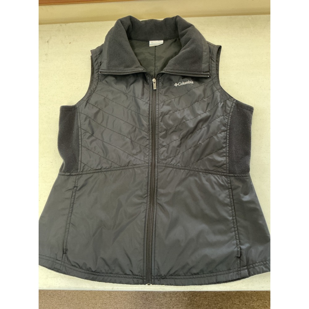 Columbia Womens Black Quilted Fleece Hybrid Full Zip Puffer Vest Large Outdoor